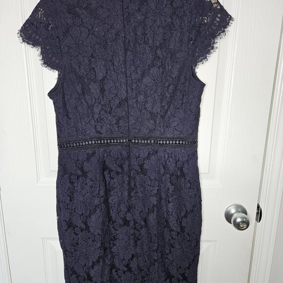 H & M Navy Blue Lace Midi Dress Size M - Picture 6 of 9